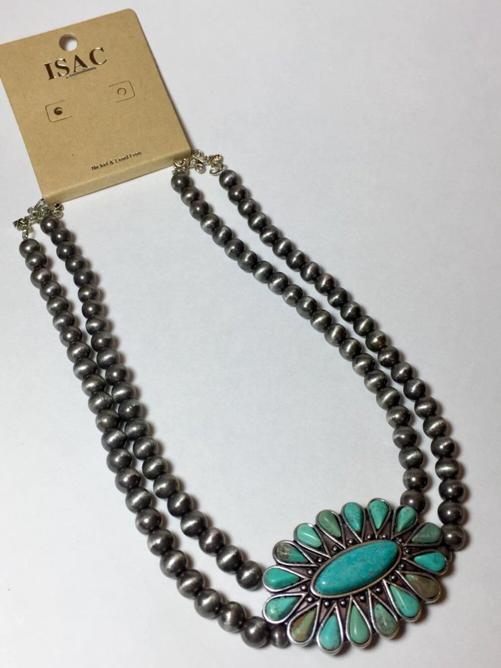 Natural Turquoise Necklace with Navajo Pearls Isac Trading Co.